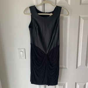 Half pleather half rayon form fitting dress